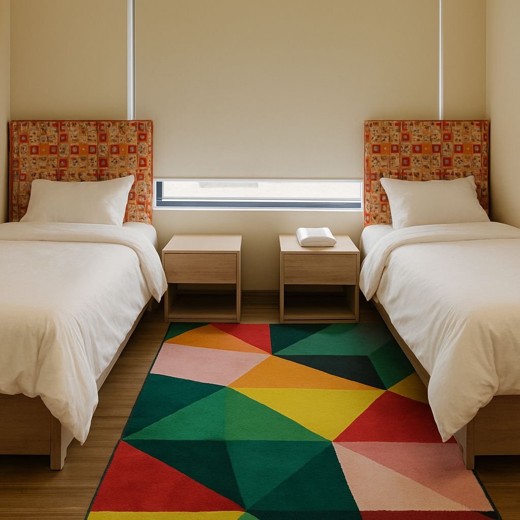 Twin student accommodation room with two single beds